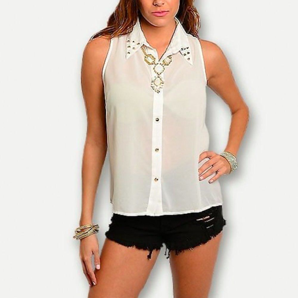*Clearance* Ark & Co White Studded Blouse